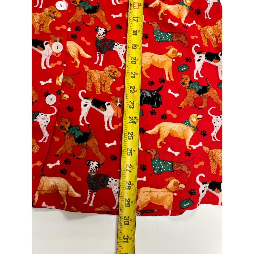 John Mark Button Down Shirt XL Red Dog Print Novelty Quirky Pet Lover Paw Bone - Picture 5 of 7
